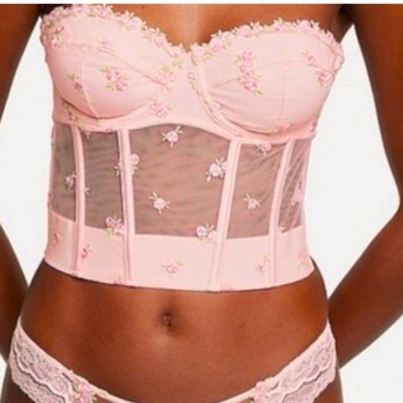 CLEARANCE $80 Victoria’s Secret Angels Floral Embroidery Longline NWT - Picture 1 of 4